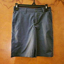 Under Armour Boys 14 Loose Gray Geometric Chino Golf Shorts Polyester