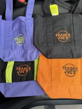 Trader Joes Mini Canvas Tote Bag Set of 4 Halloween LIMITED In Hand Fast Ship