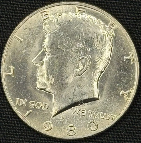 1980 D Mint Mark Circulated Good Details Kennedy Half Dollar