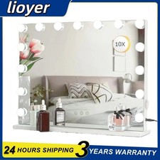 Hollywood Large Makeup Mirror Bluetooth Touchscreen 15 Dimmable LED Bulbs 46*58