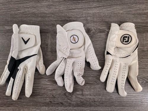 Lot of 3 Golf Gloves Mens Medium LH Left Hand Callaway Titleist FootJoy M White