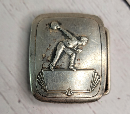 Cinturón de Bolos Hickok Hebilla Metal Tono Plata De Colección Hecho en EE. UU.