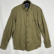 Louis Philippe Olive Green Twigs Button Up Long Sleeve Shirt Men’s Sz 39 F Slim