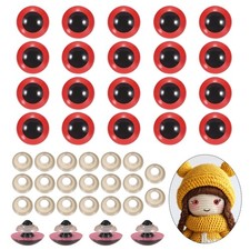 20mm Safety Eyes, 20Pcs Realistic Doll Crocheting Safety Eyes Red
