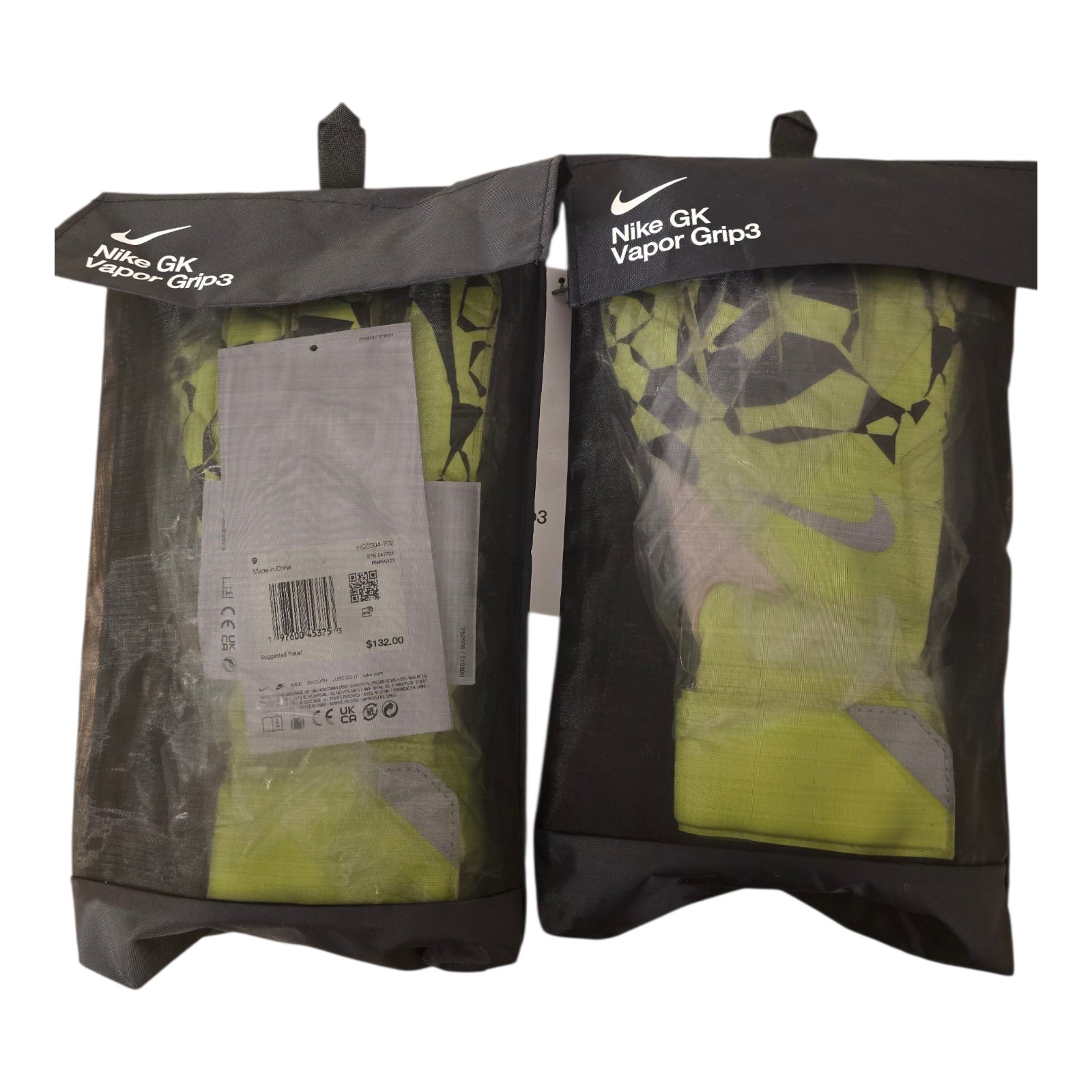 New Nike Vapor Grip3 Goalkeeper ACC Gloves Lot Of 2 Size 9, 10 HQ0304-702