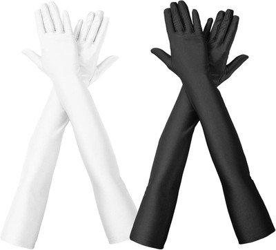 2PCS Handschuhe Lang,Lange Schwarze Handschuhe,Lange Weiße Handschuhe,1920er Sty
