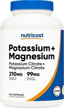 Nutricost Potassium 99 mg Magnesium 210 Citrates, 240 Capsules -...