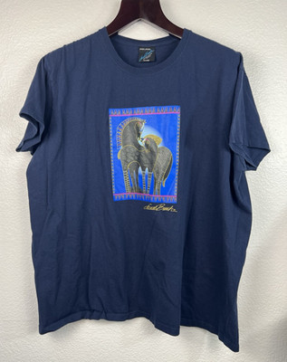 VTG Laurel Burch Tribal Horse TShirt Black Size XXL ART Tee Artistic Apparel