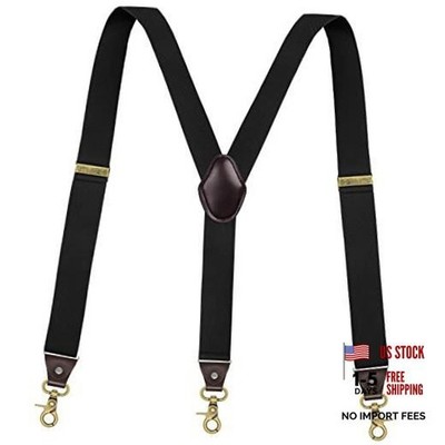 Suspenders for Men, Adjustable Suspenders Gold Clip with Elastic Straps Y Black