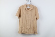 Scotch  Soda Mens Small Linen Blend Short Sleeve Collared Button Shirt Beige