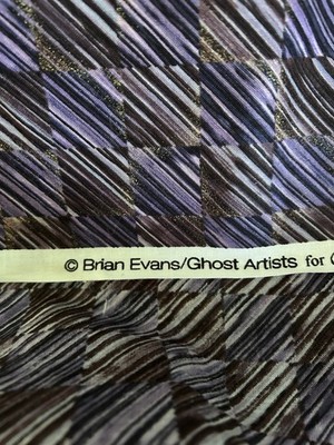 Cranston Print Works Purple Black Geometric w/ Gold Flecks Fabric  1 yard 45'' W