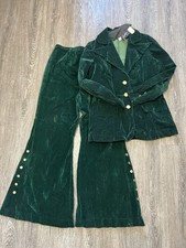 Vintage 60s 70s Woodstock Boho Maxi Velvet Velour Mod Hippie Bell Bottom Pants