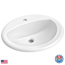 Kraus Elavo 20.5 In. Oval Porcelain Ceramic Self-Rimming Drop In Bathroom Sink