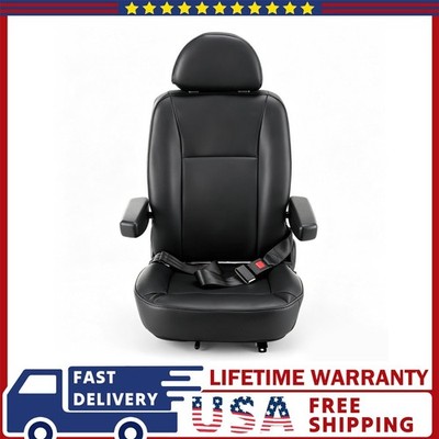 Suspension Seat Black w/ Armrest Safety Belt w/ Seatbelt Backrest