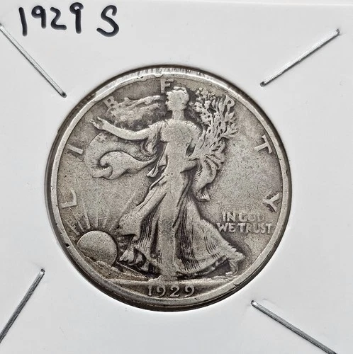 1929S Silver Walking Liberty Half Dollar VG/Fine