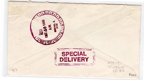 #1611 $2 Lantern on Bicycle Entire Texas TX Special Delivery to Rockford IL 1980 - Picture 2 of 2