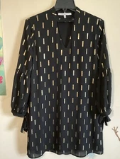 Collective Concepts Black W/ Gold Metallic Thread Choker Dress Women’s Sz Small