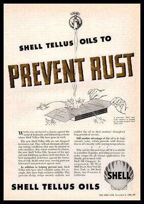 1945 Shell Oil Co. Tellus Oils San Francisco California Prevent Rust Print Ad