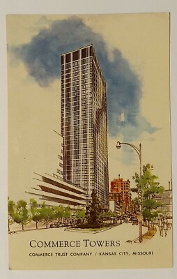 Postcard Commerce Towers Kansas City MO, 30 Stories, Artist Rendering, Curteich 