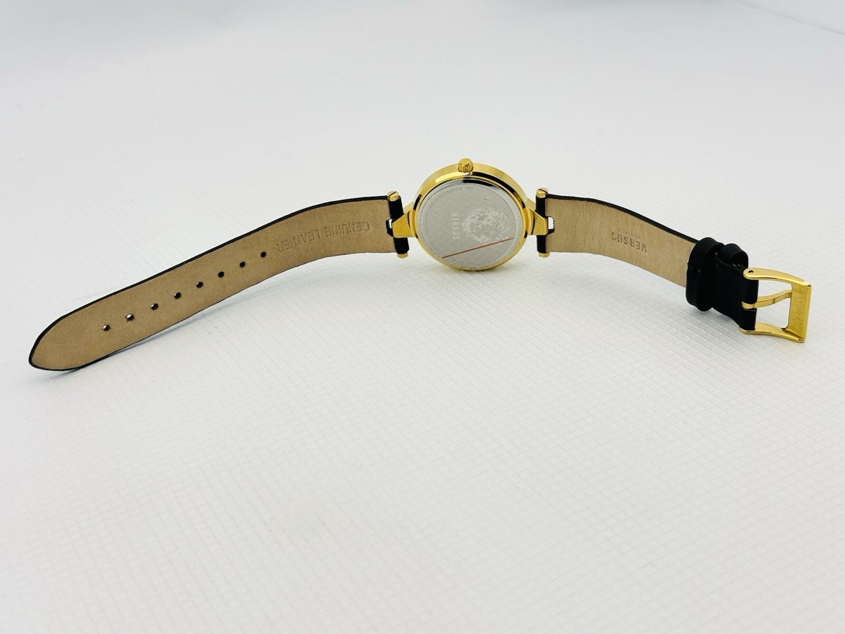 Versus by Versace SCI130016 Textured Dial Gold Tone Leather Strap Watch Working Versus by Versace SCI120016 Silver Textured Dial Gold Beige  main image 2