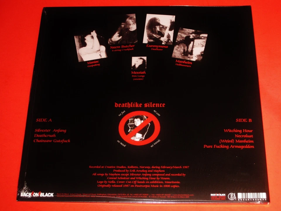 Mayhem: Deathcrush - Limited Edition LP 180G Black Vinyl Record 2009 BOB UK NEW - Image 2 of 2