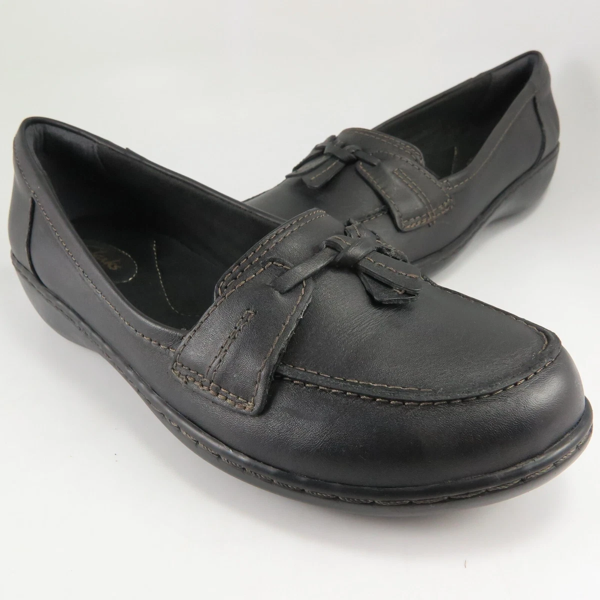 Clarks Ashland Effie Womens Leather Pebbled Clogs In Black