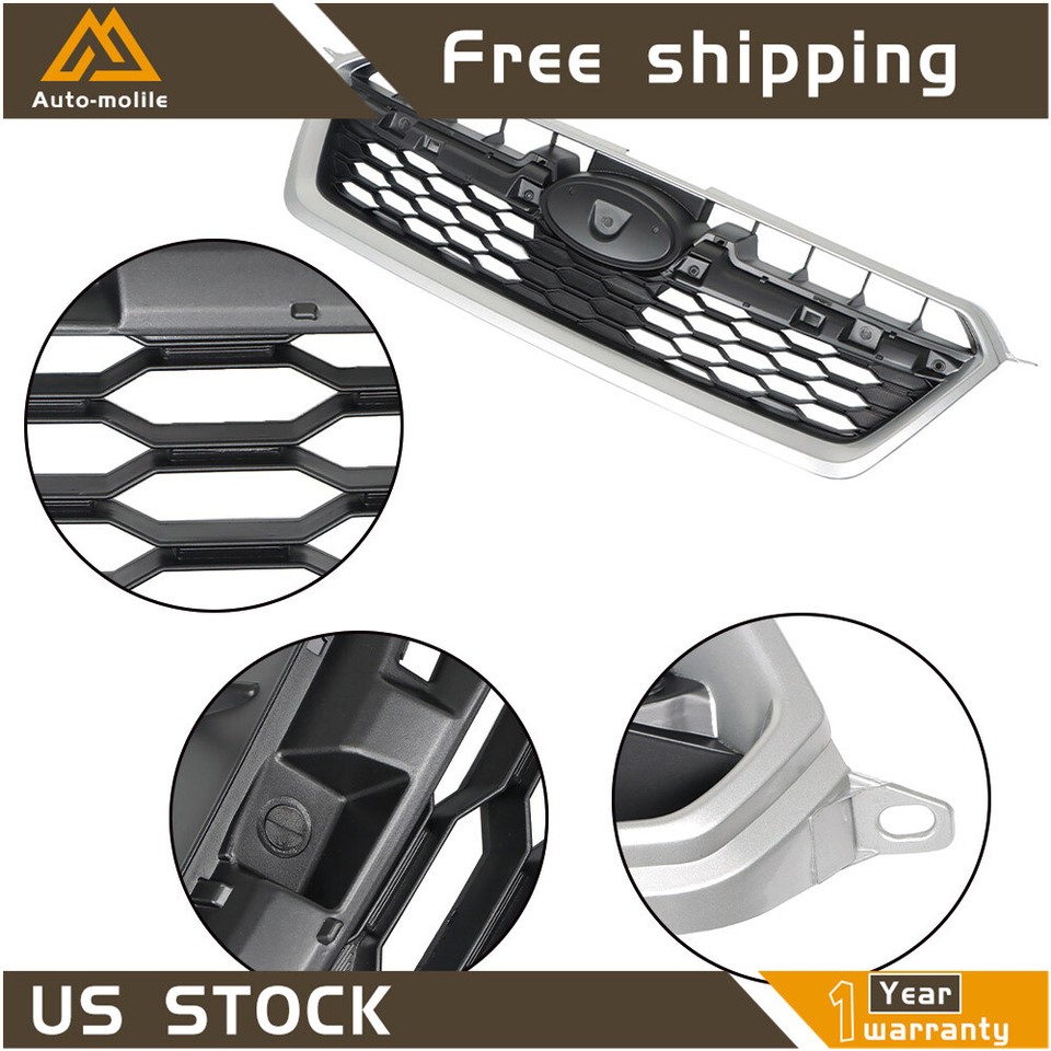 Front Upper Grille For 2012-2016 Subaru Impreza – Black With Chrome Trim, Easy Install
