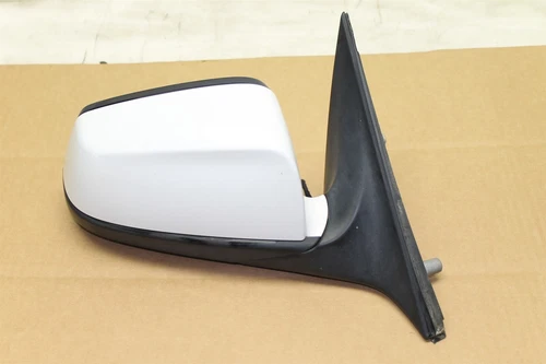 BMW E60 528i 2010 Right Passenger Side Door Mirror White Power Fold BAD GLASS