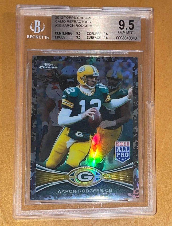 Pop 4💎Aaron Rodgers 2012 Topps CHROME CAMO REFRACTOR /499 #50 BGS 9.5, 10 prizm - Image 2 of 4