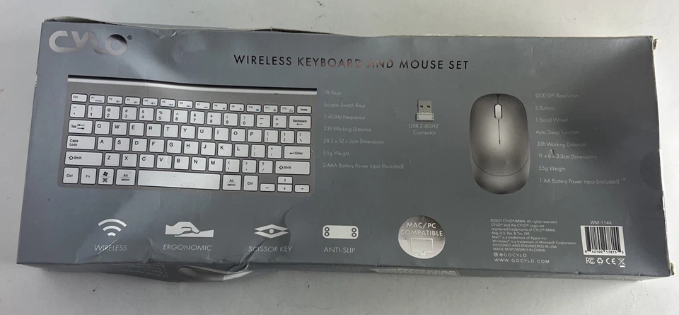 New Cylo Metallic Silver Wireless Keyboard & Mouse Combo Set - Image 3 of 3