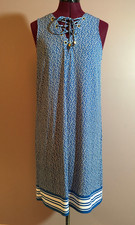 MICHAEL KORS Women's Sleeveless Stretch Shift Dress Blue/ White Size M