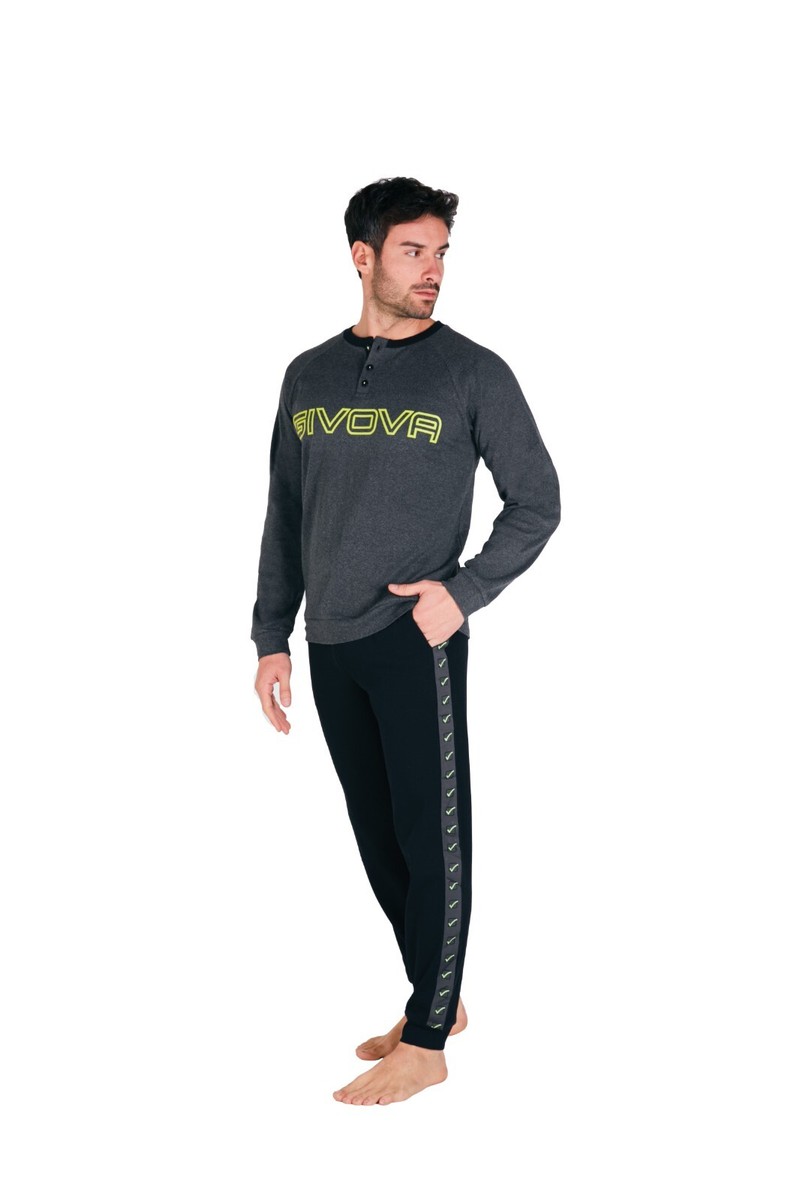 Pigiama uomo cotone lungo estivo GIVOVA Homewear tuta casa tasche manica lunga