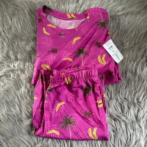 Joyspun Two Piece Pajama Set Womens Size Small (4-6) Purple Monkey Pajamas Pjs
