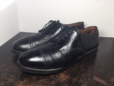 Allen Edmonds Black Leather Wingtip Derby Blucher Shoes Made  display picture 2