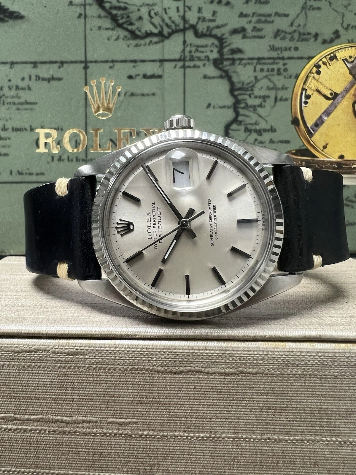 Mens Rolex Datejust White Gold Stainless Silver Dial 36mm Watch 1601