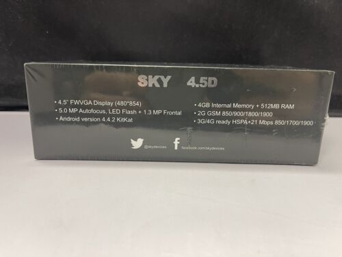 SKY 4.5D Cellular Phone Unlocked- Unopened -Sealed-white Color - Picture 3 of 6