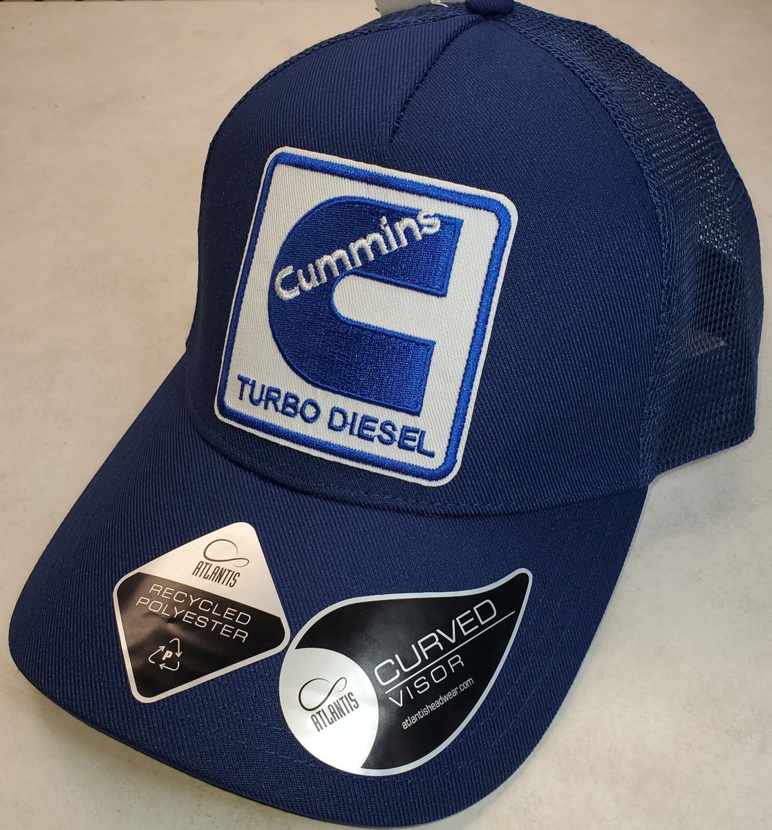 Cummins Turbo Diesel Patch on Atlantis Trucker Hat Snapback Navy