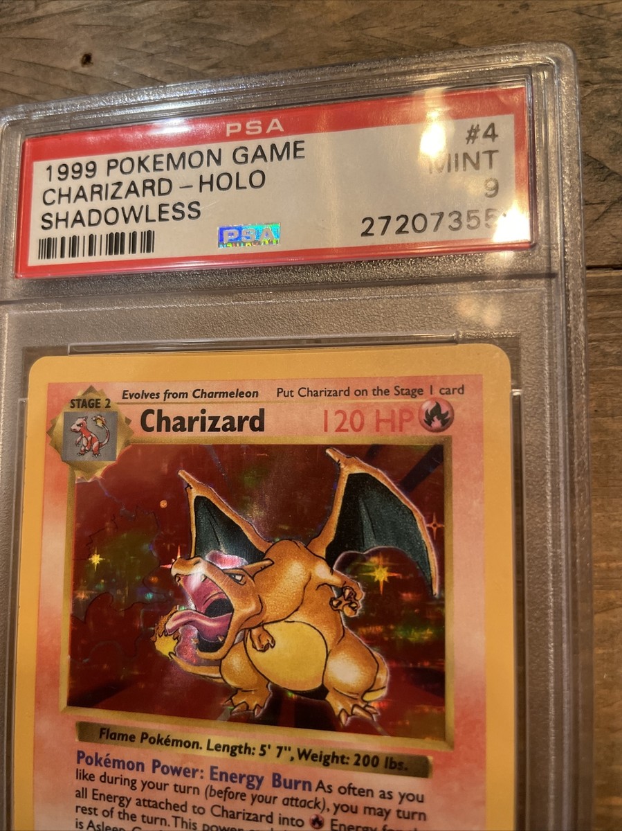 1999 Pokemon Base Set Shadowless Holo Charizard #4 PSA 9