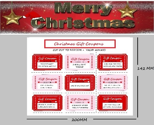 Love Christmas Day Coupons Vouchers Couple For Her Him Gift Present Mom Dad UK - Picture 2 of 2