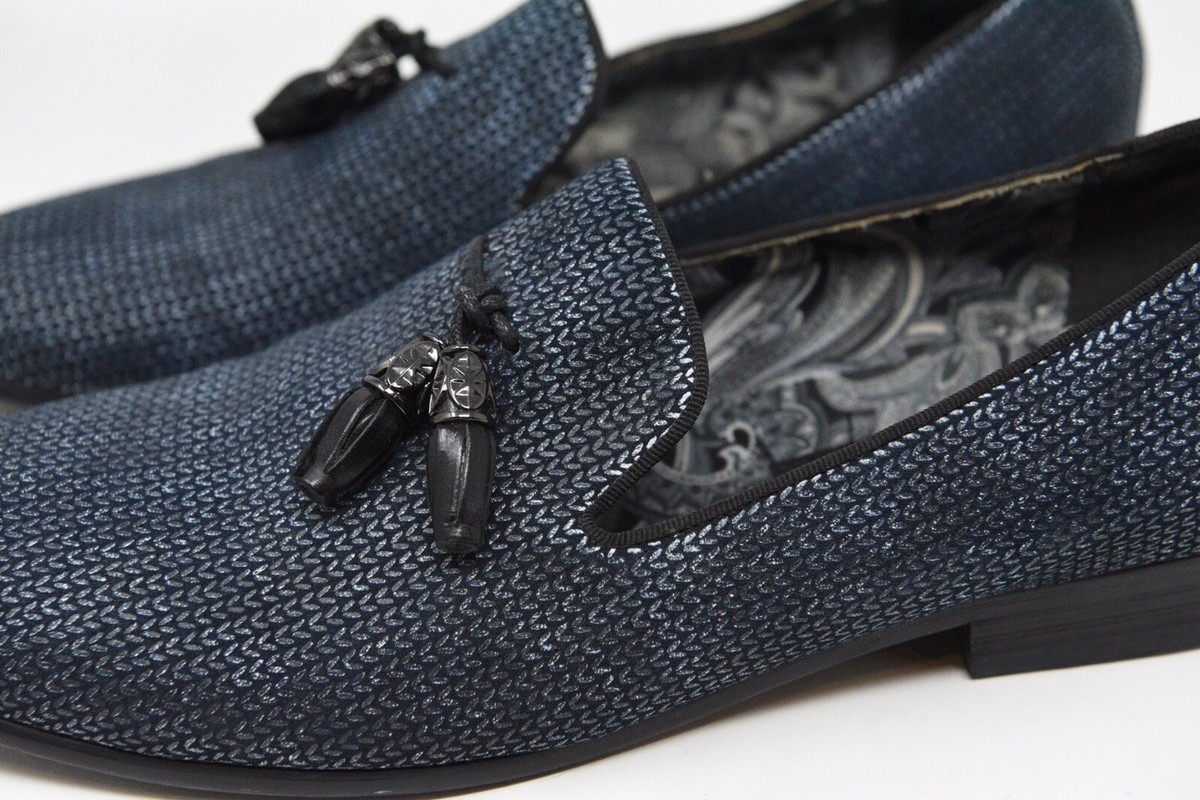 Moretti Black Label Tassel Loafers Slip On Dress-Casual Navy 