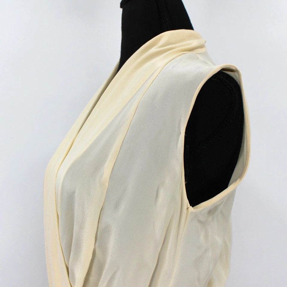 Vestido Vince Sin Mangas Plisado Satén Imitación Envolvente Seda XS Cuello en V Midi Foto 3 de 4