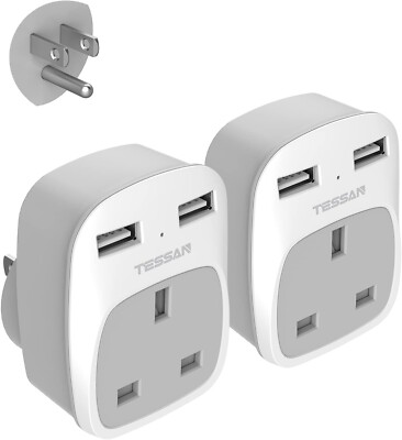 Tessan UK auf USA Reisestecker Adapter mit 2 USB Port mit 2 USB Ports für Büro