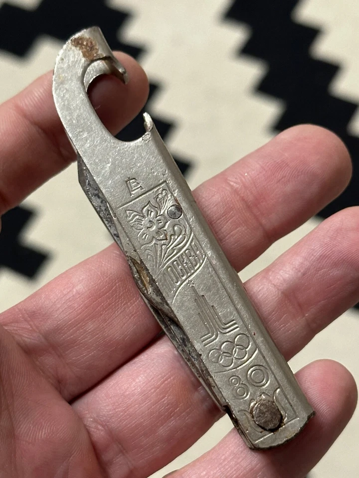 RUSSIA folding knife Moscow Olympics 1980 USSR VTG pocket knife bottle opener - Image 2 of 4