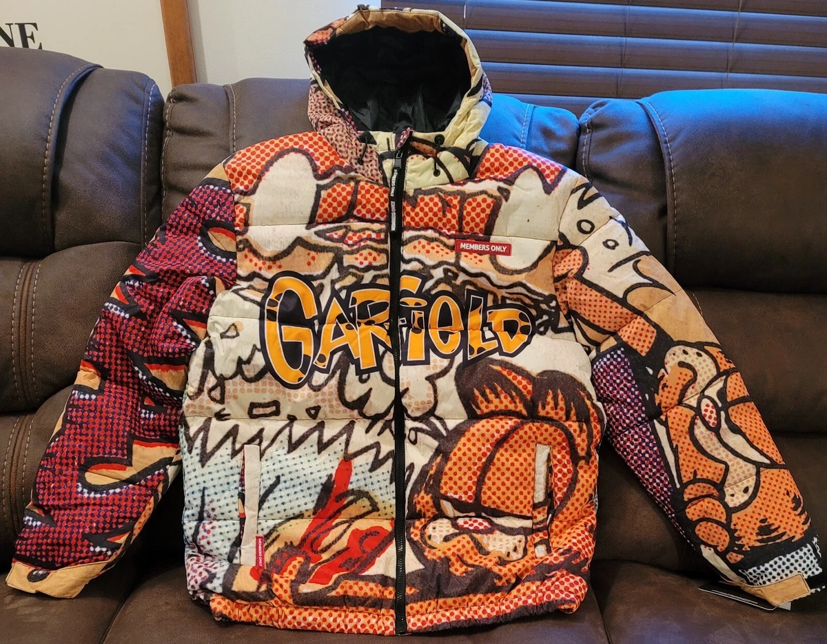 Members Only x Garfield Bite Hooded Puffer Jacket/Coat Size L NWT | eBay
