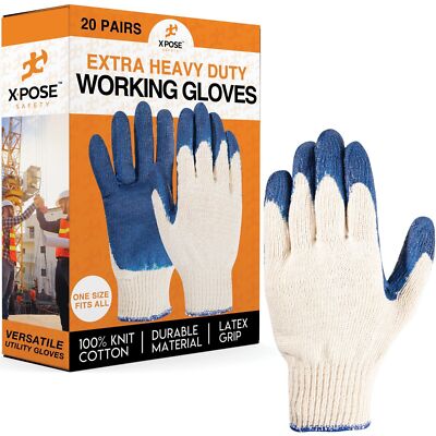 Blue Palm Latex Rubber Coated Knit Working Gloves 20 Pairs