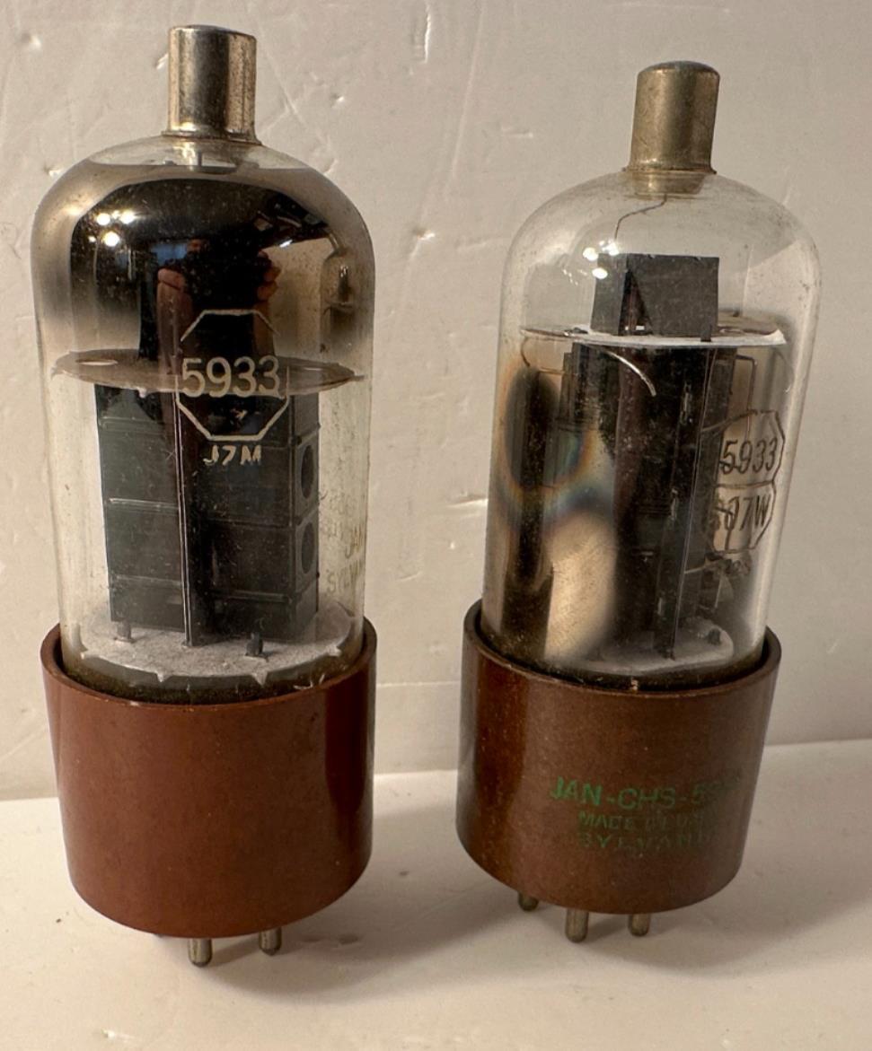 Lot of 2 Vintage Sylvania JAN-CHS 5933 Vacuum Tubes