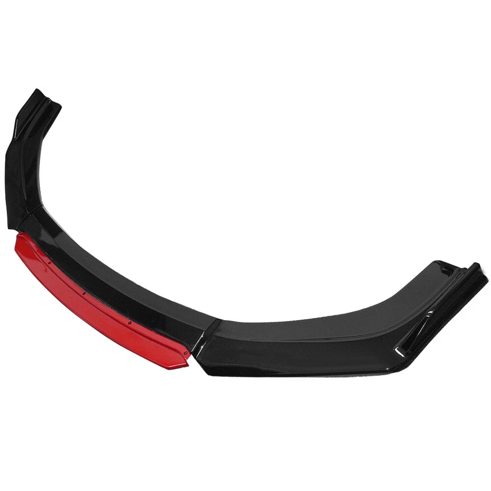 Glossy Black+Red Front Bumper Lip Splitter For 2013-15 9th Honda Civic Sedan SI - Image 4 of 4