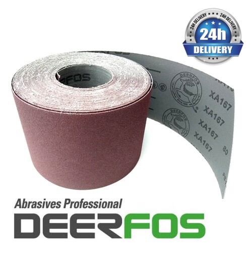 Emery Cloth Backed Sandpaper Roll DEERFOS 76mm 100mm 115mm 150mm GRIT