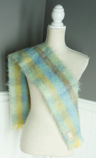 Vintage Andrew Stewart Scottish Mohair  Wool Blend Mult-Color Tartan Scarf
