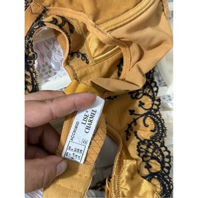 Lise Charmel 36D Gold Black Floral Embroidered Satin Silk Lace Splendeur Soie